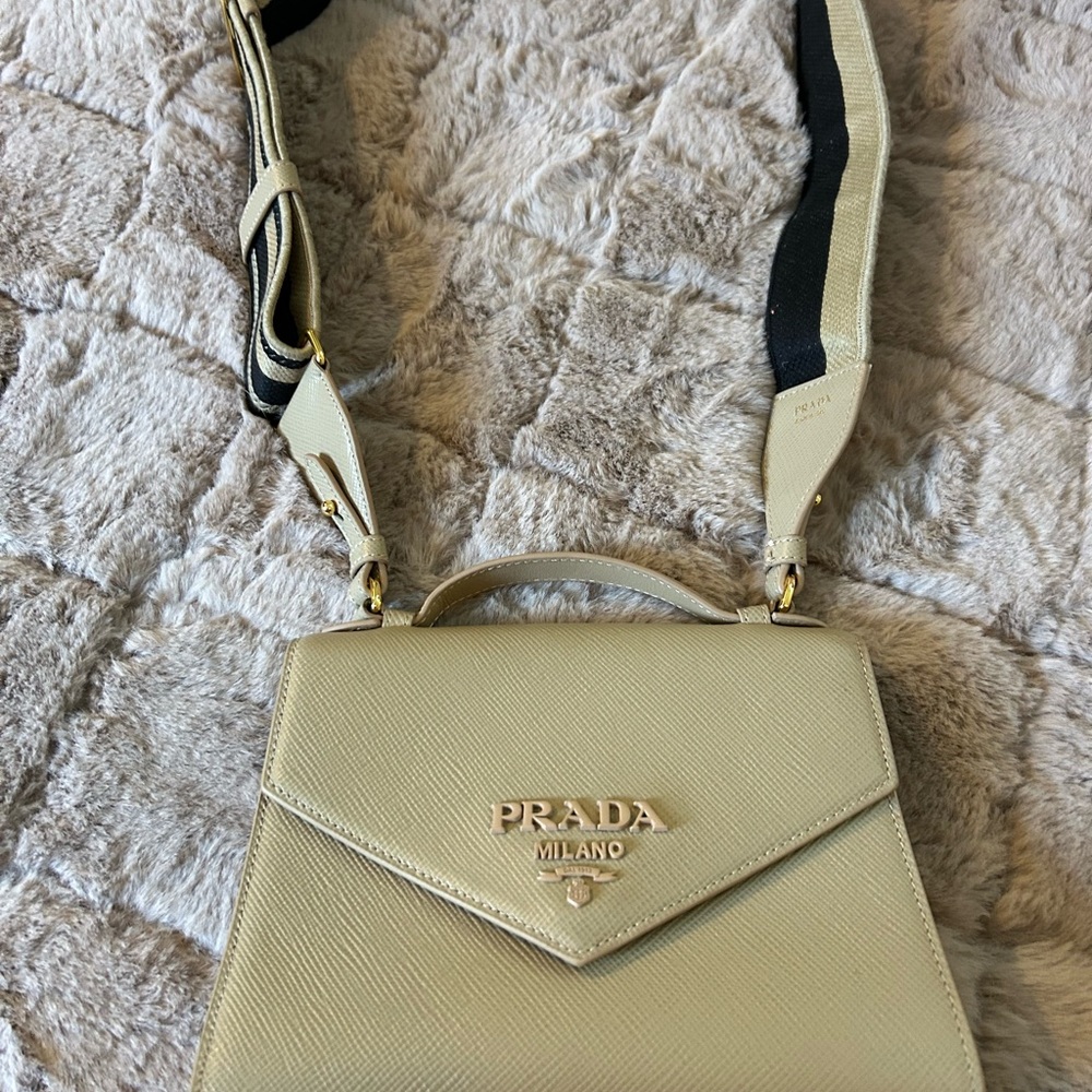 Inspired Cream Saffiano Top-Handle Crossbody Bag